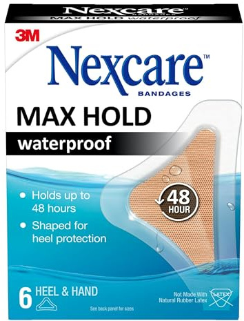 Nexcare Max Hold Waterproof Bandages, Stays On for 48 Hours, Flexible Bandages for Fingers, Hands and Heels - 6 Pack Clear Waterproof Bandages
