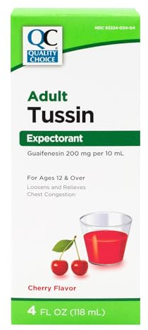 Quality Choice Adult Tussin Expectorant, Loosens and Relieves Chest Congestion, Cherry Flavor, 4 FL OZ