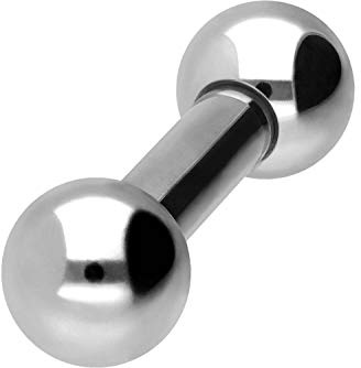 PIERCINGLINE Barra de acero quirúrgico | 2 bolas | Piercing varilla pecho oído íntimo lengua | tamaños y colores a elegir, 8 mm Stablänge, 6 mm Kugelgröße, Acero quirúrgico 316L