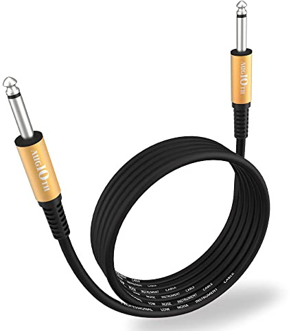Augioth Guitar Cable 3 ft, Stage Electric Instrument Bass Cable AMP Cord 1/4 Straight to Straight Black