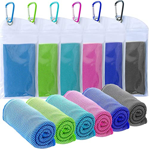 SZELAM Cooling Towel(40x12) Microfiber Towel Yoga Towel for Men or Women Ice Cold Towels for Yoga Gym Travel Camping Golf Football & Outdoor Sports 6 Packs (6Pcs Mixed Color)