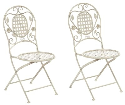 Beliani Set di 2 Sedie da Giardino Bistro Pieghevoli in Metallo Bianco Sporco