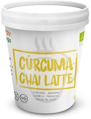 Energy Feelings Curcuma Chai Latte in Polvere BIO 250g,Golden Milk, Latte Dorato. Antiossidante e Antinfiammatorio Naturale. Curcuma con Zenzero Pepe Nero e Cannella, Senza Glutine, Vegano