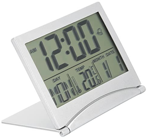 TOPINCN Sveglia da Viaggio Digitale Piccola a Batteria, Sveglia Ad Alto Volume Portatile con Display di Grandi Numeri con Temperatura