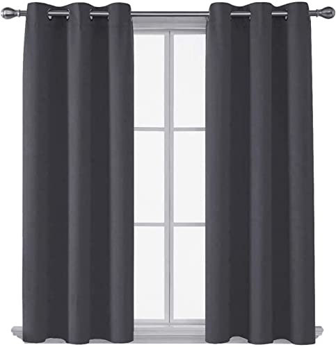 AR Ware Charcoal Blackout Curtains - 2 Panels Drapes Eyelet Thermal Curtains for Living Room and Bedroom - Energy Saving - Soundproof lightweight curtains (46 x 72 inches)