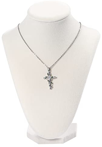 Julysky 3D Necklace Display Stand For Selling,Velvet Chain Jewelry Bust Holder Organizer (1, beige)