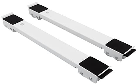 Chariot de Machine à Laver pour Meubles, Charge de 300 Kg, Support de Réfrigérateur Extensible Portable avec Roues Pivotantes Verrouillables pour Appareils Lave-Linge Séchant (Blanc)