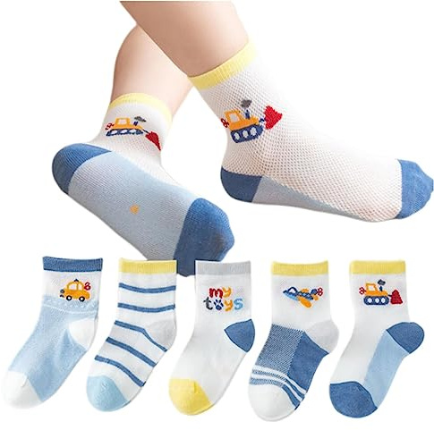 RUDDOG Calzini Estivi per Bambini 5 Paia/Calzini per Bambini Ragazze Estate Primavera Girls Cotone in Rete di Calzini Graziosi Traspiranti Calzini per Bambini-B05-Wjqc,XL (9-12Y)