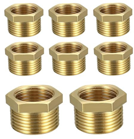 8 Stück Reduzierung 3/4 auf 1/2 Messing Reduzierstück Gewindefitting 3/4 Zoll Außengewinde auf 1/2 Zoll Innengewinde für Rohranschluss, Industrie, Gewerbe, Haushalt (8)