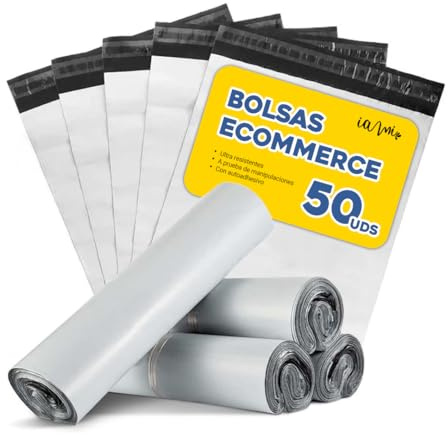 Bolsas Envio Ecommerce - 50 Bolsas 40x60 cms + 5 cms Cierre Autoadhesivo - Sobres Envio Vinted - Bolsas Envio Impermeables - UltraResistentes - Color Blanco