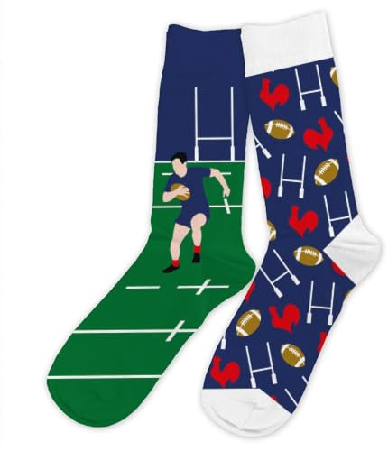 STC – Par de calcetines de algodón pasión rugby para hombre, multicolor One Size (39-45) 2 Count