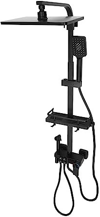 Regndusch duschset duschsystem handdusch och huvuddusch duschuppsättning dusch termostatiska duschsystem rostfritt stål duschpelare svart regndusch multifunktionell 73–116 cm justerbar duschstans
