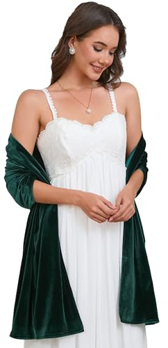 Fttyeiby Chales y envolturas de terciopelo para vestidos de noche, pashmina para mujer, accesorios de boda, Verde oscuro, Talla única
