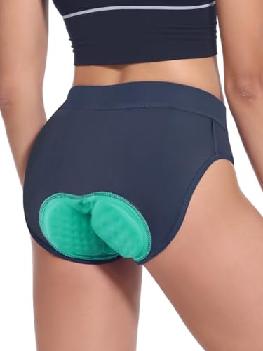 BERGRISAR Ropa interior de ciclismo con acolchado 4D para mujer, pantalones cortos de bicicleta con forro de gel, azul oscuro, XXL