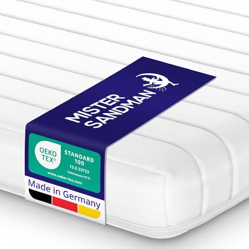 Mister Sandman Matelas 90 x 200 cm – Matelas Mousse Confort 11 cm mi-Ferme – Hypoallergénique – Certifié Oeko-TEX – Housse Amovible et Lavable 60 °C – Fabriqué en Allemagne