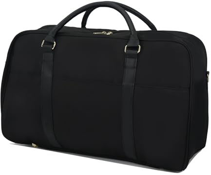 Travel Duffle Bag for Women & Men - Weekender Overnight Bag, Large Carry-On Gym Bag, Sports Duffel, Hospital Bag, Yoga Tote,Work Bag & Trolley Sleeve (Black)
