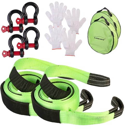Lescars Kfz-Abschleppseile: 2er-Set Abschleppseile mit 5 m, Haken, 10 Tonnen Zugkraft, Handschuhe (Auto, Pkw)