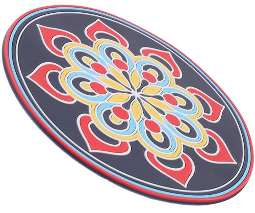 Healeved Tappetino da Ricamo per Ciotola Sonora in Pvc, Cuscino Arrotondato per Ciotola di Cristallo Meditazione, Decorazione Mandala Blu Scuro, Leggero e Portatile per Terapia del Suono