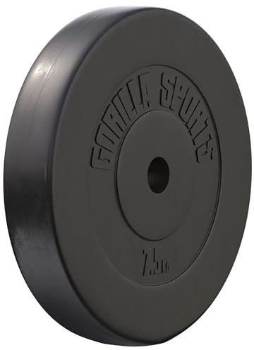 GORILLA SPORTS® Disque Musculation - Simple 1,25-15kg / Jeu 27,5-30 kg, Réglable, Ciment, Plastique, Ø 31 mm, Noir - Set de Poids, Matériel de Musculation, Sport Maison, Fitness, Salle de Sport