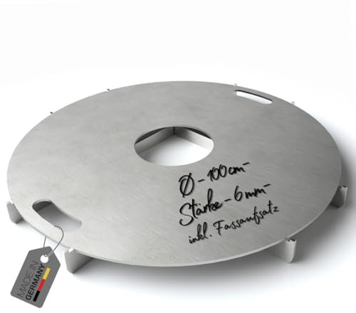 Terma Feuerplatte Durchm. 100 cm + Fassauflage, Grillplatte, Plancha Stärke 6 mm, Grillring, Feuerring