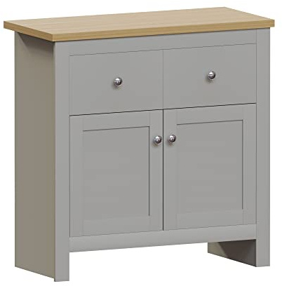 Vida Designs Arlington Sideboard, Buffet Table, Cupboard Cabinet Engineered Wood (Grey & Oak, 2 Drawer 2 Door)
