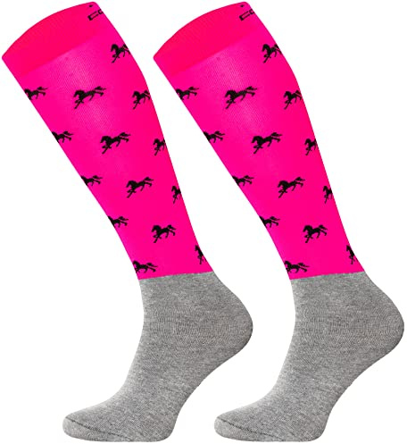 TODO Comodo Chaussettes Equitation Femme, Fille et Enfant, l'été, mince, respirant | Chaussette d'équitation ete STPJM (35-38, STPJM – Horses 05)
