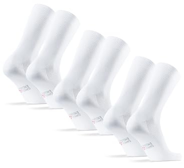 DANISH ENDURANCE 3-Pack Bambustrumpor med Lös Resår, Bred & Mjuk Mudd, för Dam & Herr, Vit, 43-47