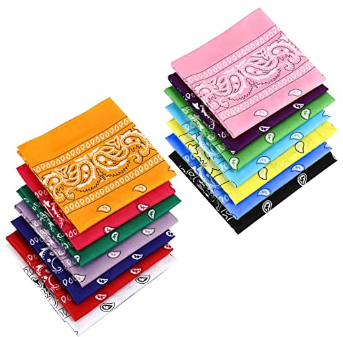Eyeleaf 14 Pezzi Bandana Cotone Bandana Donna Uomo Bandane Colorate Paisley Copricapo Sciarpa per Capelli Collo Polso Cravatta Testa
