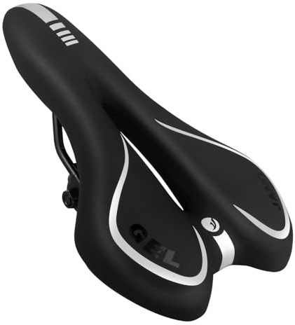 MSDADA Selle de Vélo en Gel avec Canal Central, Confortable Ergonomique et Imperméable pour Hommes et Femmes, pour Tous Vélos, VTT, Vélo de Route, Vélo de Ville et Vélo d'exercice(Gris)