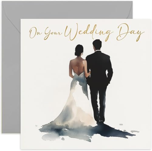Premium Wedding Card for Bride and Groom - Newly Wed Congratulations Gifts for Mr and Mrs - Husband and Wife Holding Hands - Modern, Stylish and Contemporary - Blank Inside