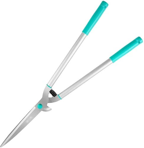 Cesoie per siepi con Design a Doppia Testa per facilitare la potatura. Manici in Acciaio. Cesoie manuali per rifinire Bordi di bosso e cespugli Alti. Manico in PVC.