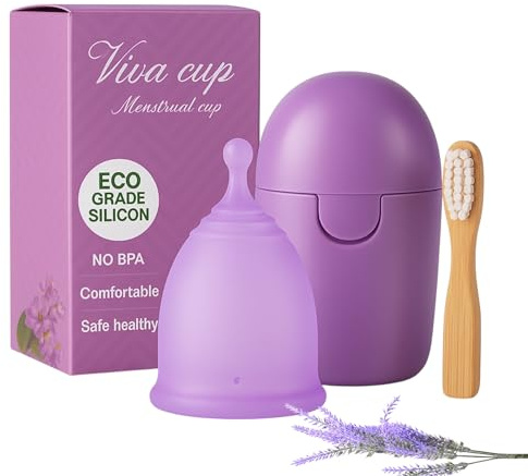 Menstrual Cup Kit with Sterilizer – Large Size (L) | Reusable Period Cup Made of Medical Grade Silicone | Includes Storage Case & Cleaning Brush