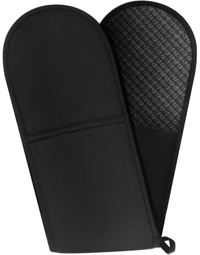 Premium Heat Resistant Double Oven Gloves Extra Long Quilted Mitts for Baking Cooking & Grilling Non Slip Kitchen Protection