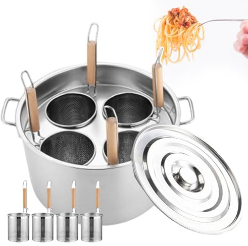 Juego de olla de espaguetis comercial de 3/4 agujeros, olla de pasta de acero inoxidable, utensilios de cocina múltiples de 35 cm/40 cm, ideal para puestos de carretera, restaurantes y camiones de