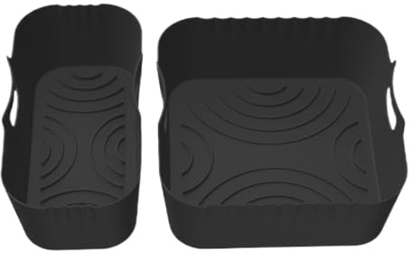 Freidora de aire insertos de silicona, insertos reutilizables para freidora de aire caliente, 2 unidades, antiadherente, reutilizable, inserto de cocción al vapor, extraíble para cocinar, hornear
