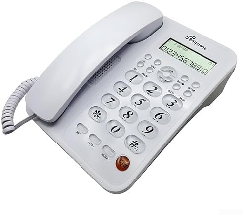 Téléphone fixe filaire avec répondeur numérique avec identification de l'appelant, appels en attente et fonctions mains-conçu pour une communication simple et efficace (blanc)