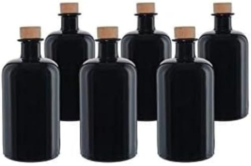 Amajoy 6 x 500 ml Leere Glasflaschen Apotheker-Braun Weinflasche Schnapsflasche Essig Öl Glasflaschen 0,5 Liter l zum selbst abfüllen