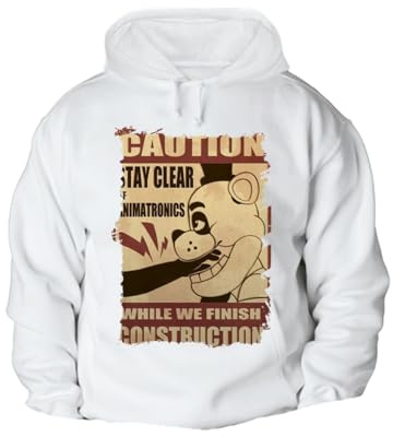 MERCHANDMANIA Sudadera con Capucha A3 Retro Poster Five Nights at Freddie Vintage Terror con Bolsillos