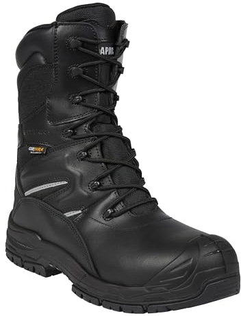 Apache Workwear Men's Combat Safety Boot | UK Size 7 | Composite Anti Scuff Toe Protection | Black Leather High Leg Shoe | Waterproof and Breathable Inner Lining