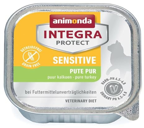 animonda Integra Protect Sensitive Gatto, cibo dietetico per gatti, alimento umido in caso di allergie alimentari, tacchino + riso, 16 x 100 g