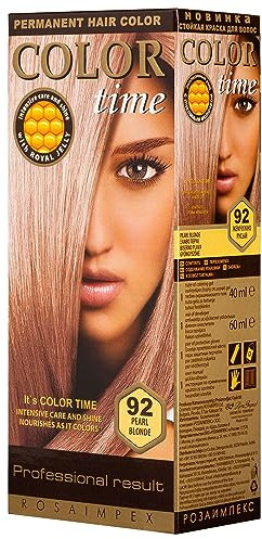 Color Time Tinte Permanente en Gel Color Rubio Perla 92| Enriquecido con Jalea Real y Vitamina C | Coloracion Permanente para el Cabello I 100 ML
