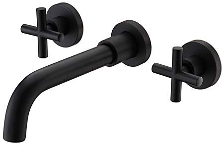 TRUSTMI Robinet de lavabo mural encastré en laiton Robinet lavabo encastré, noir mat