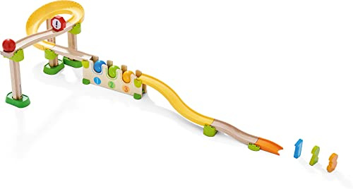 HABA 304803 – Kullerbü – Circuito de bolas de madera con efecto de aprendizaje, entrena la comprensión de los colores y los números, juguete de motricidad a partir de 2 años