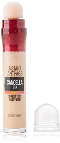 Maybelline New York Correttore Liquido Il Cancella Età, con Bacche di Goji e Haloxyl, Copre Occhiaie e Piccole Rughe, 121 Light Honey, 6,8 ml
