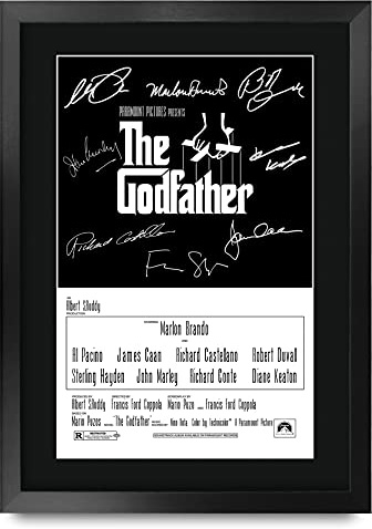 HWC Trading The Godfather Part 1 The Cast Al Pacino Marlon Brando Gifts - Póster impreso con autógrafo para fans de la película Memorabilia - A3 enmarcado