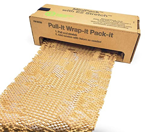 IDL Packaging HexcelWrap Cushioning Kraft Paper 15.25 x 300' in Self-Dispensed Box – Brown Eco-Friendly Honeycomb Alternative to Bubble Wrap – Innovative Packing Paper Roll for Shipping and Moving