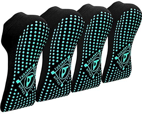 ELUTONG Yoga Socken Anti-Rutsch-Socken (4 Paare) für Damen Pilates, Barre, Tanz, Ballett, Kampfsport, Trampolin, Yoga，Fitness, Krankenhaus, Reha, Heim- und Körperbalance EU 41-43