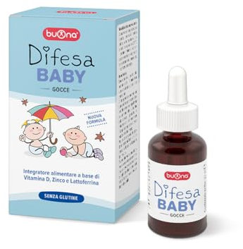 Buonavit Baby Gocce Multivitaminico Bambini 20ml, Integratore Vitamina D A B1 B2 B6 E Vitamina B12 e Acido Folico, Gusto Biscotto, Multivitaminico Senza Glutine e Lattosio, con Contagocce
