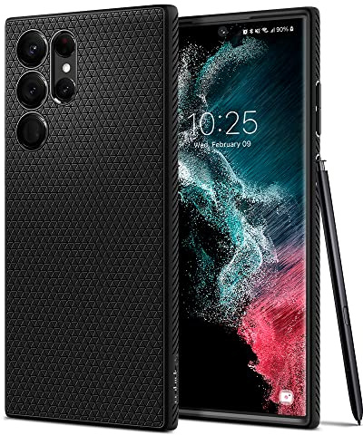 Spigen Liquid Air Case Compatible with Samsung Galaxy S22 Ultra 5G - Matte Black, Thermoplastic Polyurethane