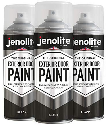JENOLITE Peinture en aérosol pour portes extérieures et fenêtres | Noir | Multi Surface | Métal et Bois | 3 x 400 ml | RAL 9005